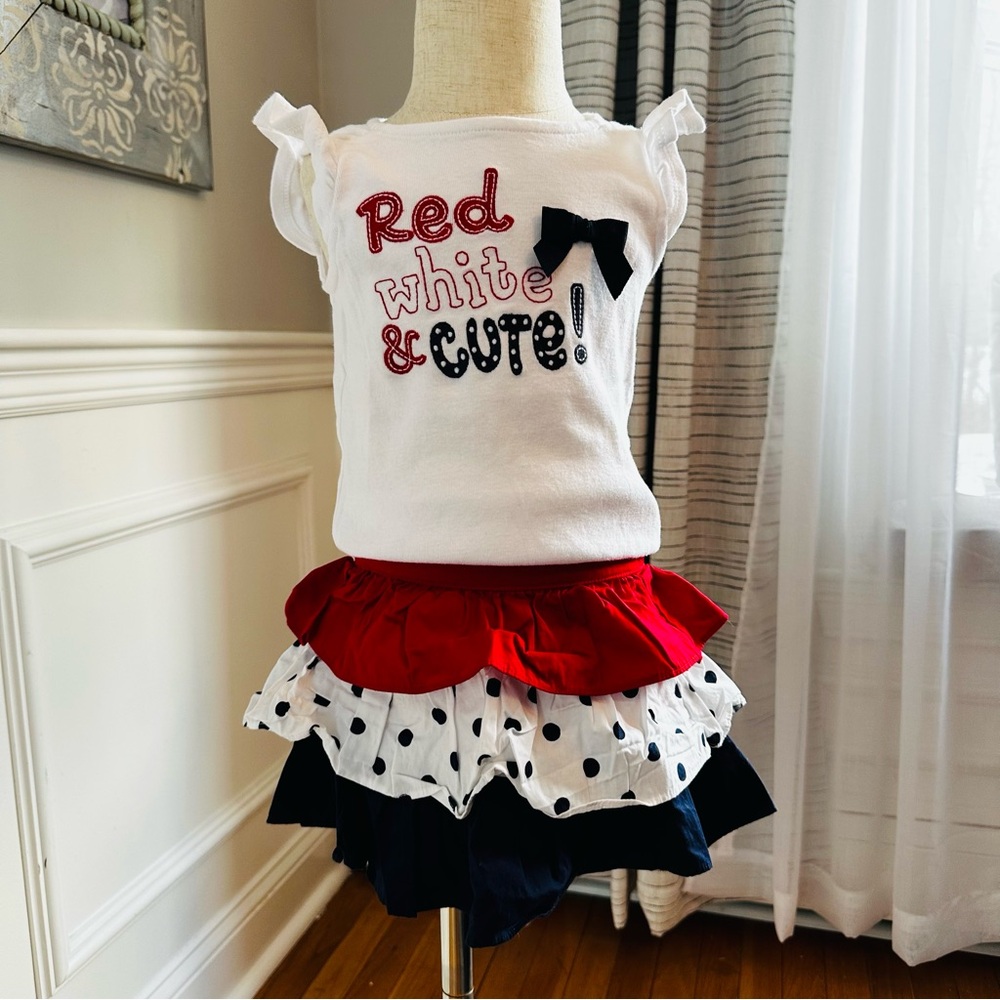 Gymboree Playful Red, White & Blue Matching T-Shirt & Skirt Set